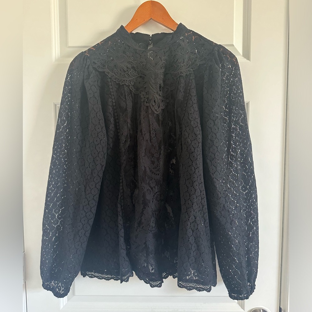 Torrid Size 0 (Size 12) Mixed Lace High Neck Top
